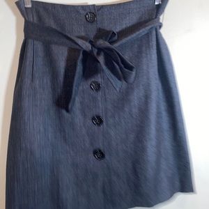 Banana Republic Wool Winter Button Up Skirt Grey Pockets & Tie Size 6 Stretch